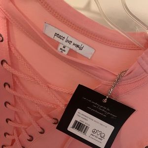Medium pink scrappy neck top new